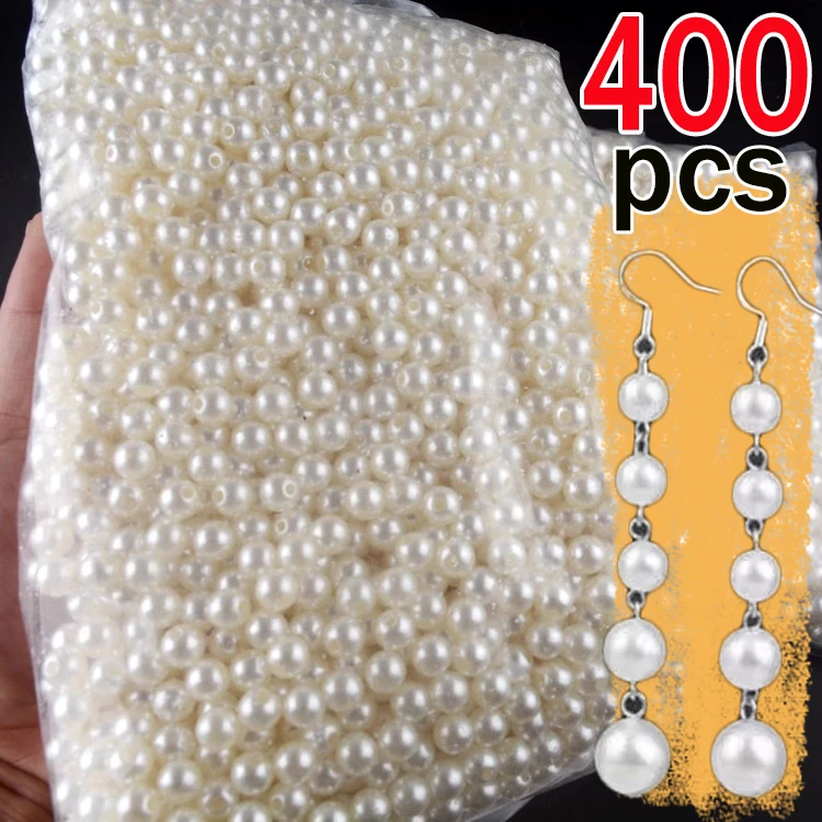 50-400pcs Round Imitation Pearl Natural Freshwater Shell Loose Spacer Beads for Jewelry Making DIY Necklace Bracelet Accessories