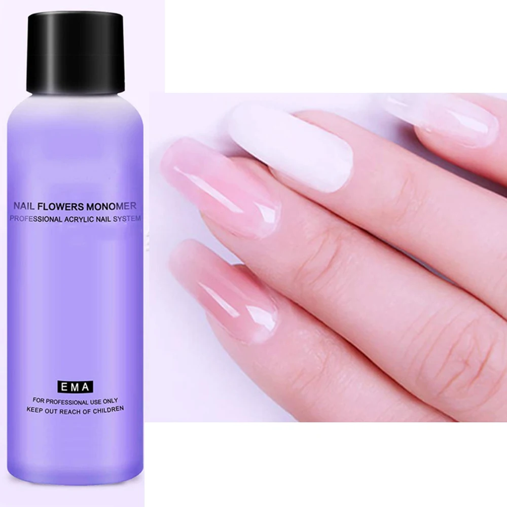 120ML Monomer Acrylic Nail Liquid 4 oz - Professional Acrylic Nail Liquid Monomer for Acrylic Powder Nails Extension Nail Brush