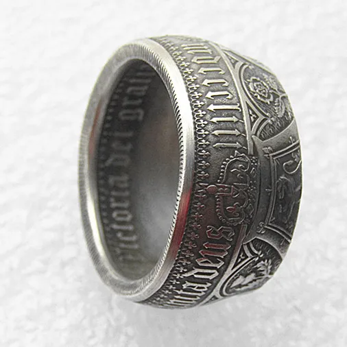 Handmade Ring Coin By GREAT BRITAIN Victoria 1853 AR Gothic 1 Crown copper-nickel alloy Copy Coin 'date' In Sizes 8-16