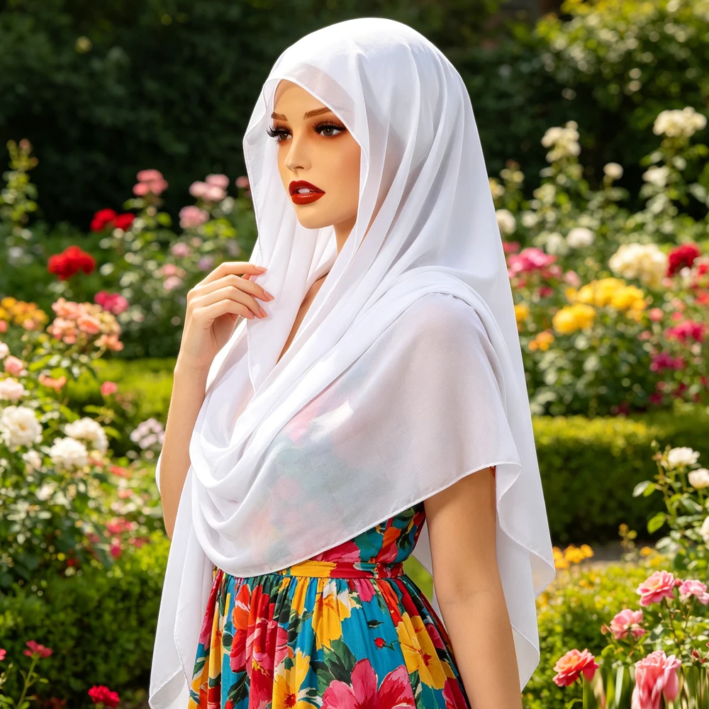 

Chiffon Instant Hijab with Undercap One Piece Amira Muslim Woman Shawl Wrap Famme Headscarf Instant Scarf Turban Bonnet Bandanas