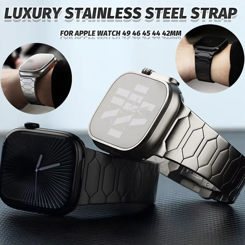 

Stainless Steel Band For Apple Watch 49mm 46mm 44mm 42 45mm Luxury Business Bracelet For Iwatch 11 10 9 8 7 Se 6 5 3 Ultra 3 2