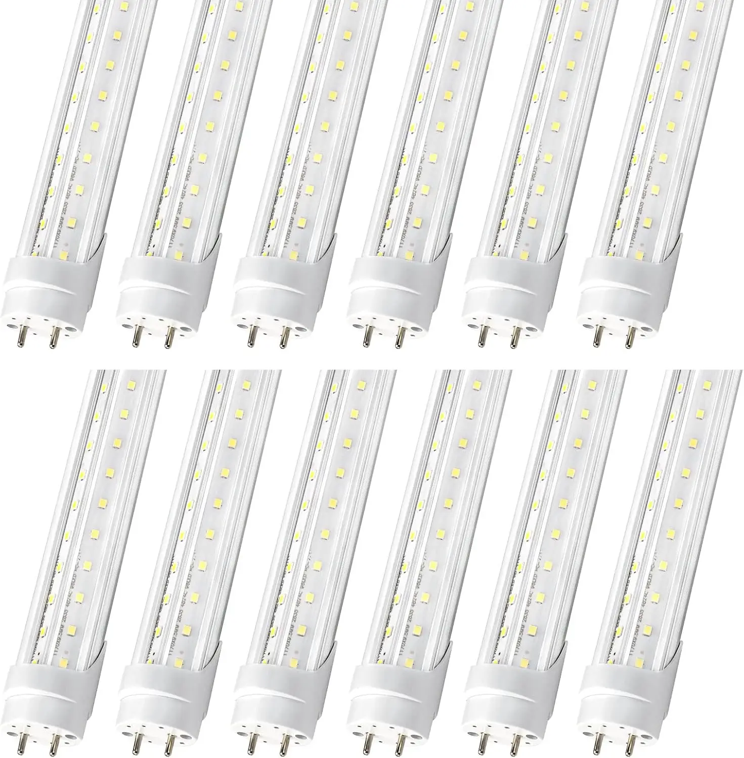 

Светодиодные лампы T8, 4 фута, 12 штук в упаковке, 36 Вт, 4680 лм, дневной белый свет, безбалластные, V-образная прозрачная крышка