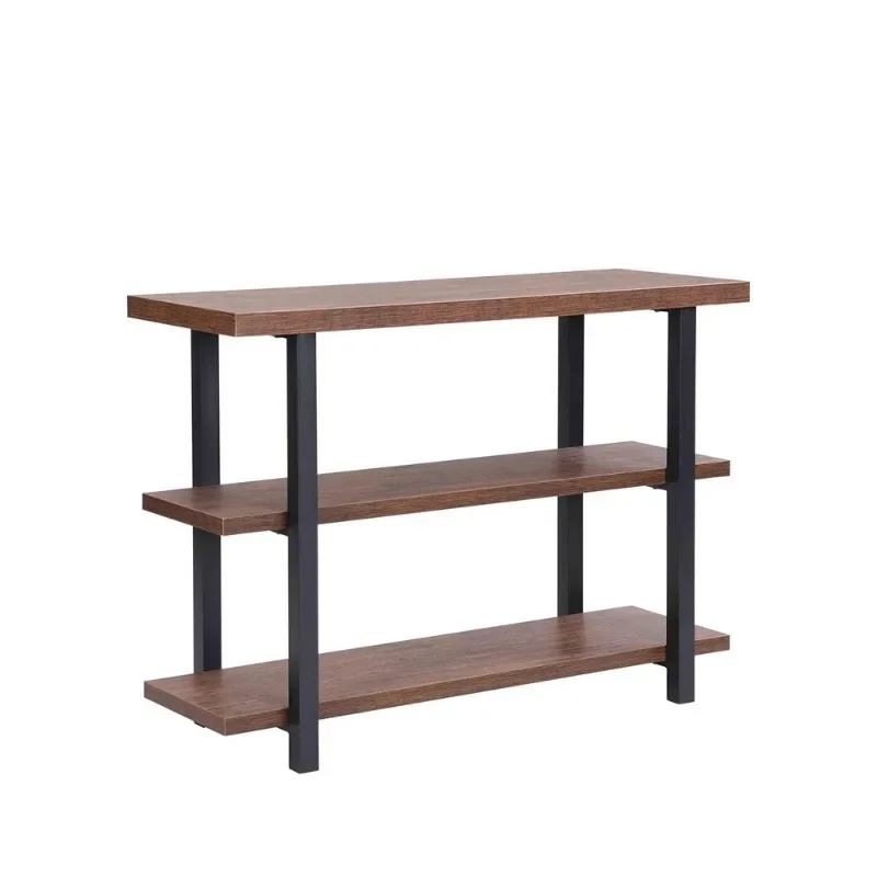 American wrought iron solid wood porch table against the wall, simple porch table, aisle side table, narrow and long side table