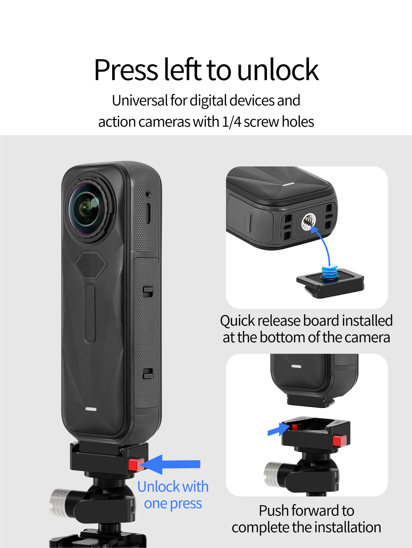 17MM Kugelkopf Action Kamera Schnellverschluss Schnalle Basis für GoPro Insta360 DJI Osmo Tasche Magnetische Motorrad Halterung – Detail 24