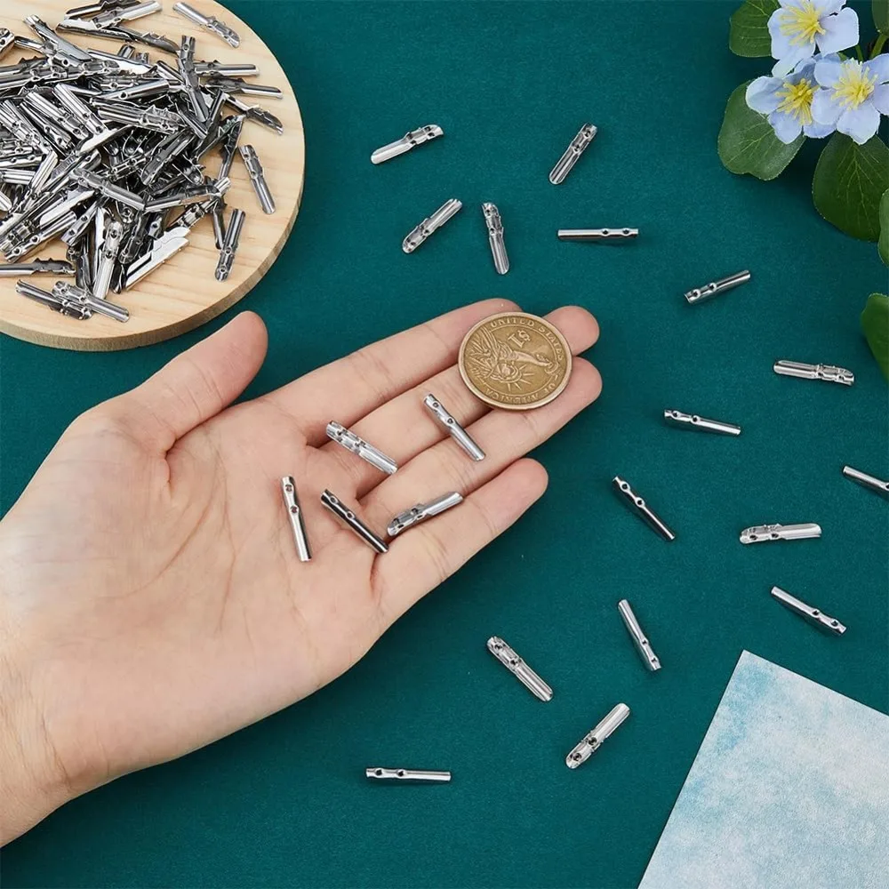 300 قطعة قفل الحبل الشائك المرن 4 مللي متر واسعة الحبل حلقة الفرقة المعدنية ينتهي DIY بها بنفسك المجلات حذاء الدانتيل استبدال عدة #5