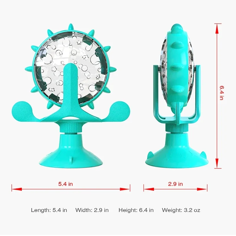 Dispenser per dolcetti giocattolo per gatti con campana divertente ruota girevole alimentatore lento gattino cucciolo giocattoli interattivi per