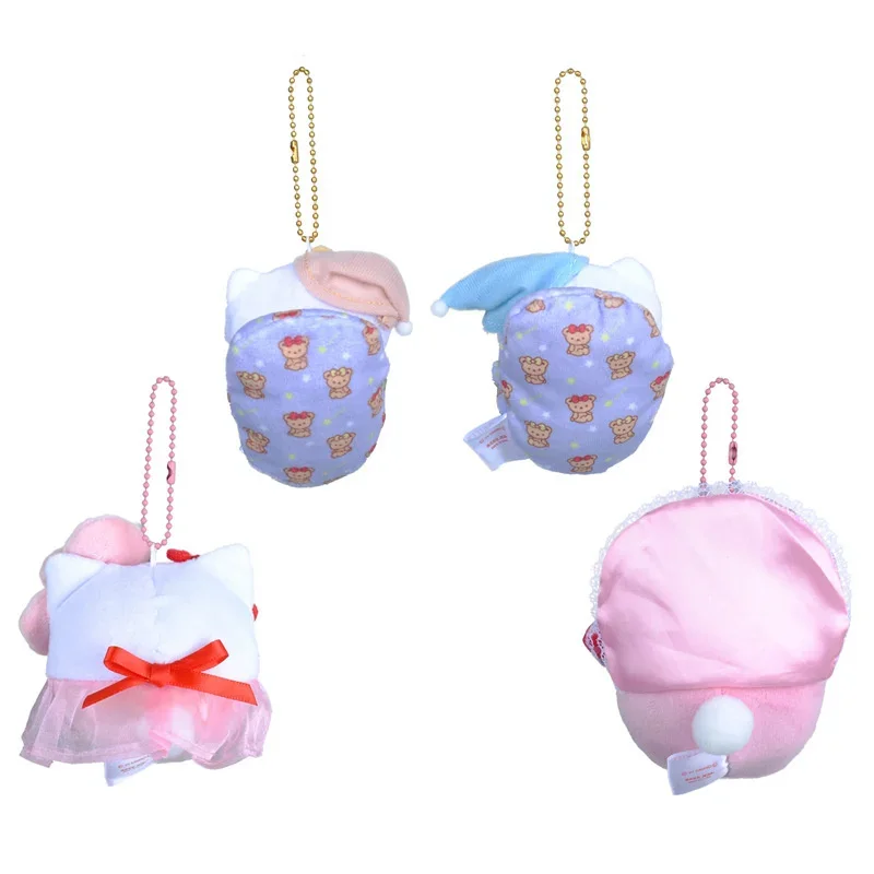 Sanrio Hello Kitty Swaddling Toys Keychain Kawaii 50Th Anniversary Kitty Pendant Keyring Girls Bags Keychains Christmas Gifts