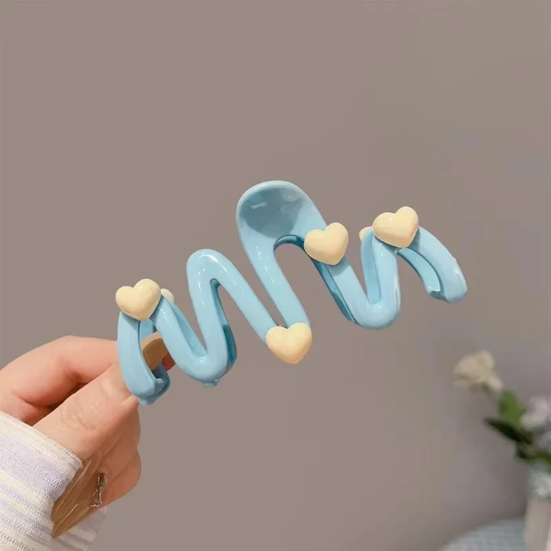 11CM Love Wave Hair Clip Cream Blue Sweet Grab Clip Large Crab Clip Fashion Women\'s Hair Accessories claw clip