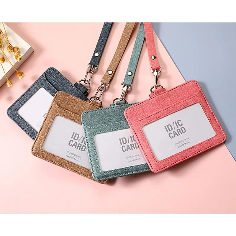 Cloth pattern card sleeve telescopic buckle hanging rope leather chest tag easy to pull buckle