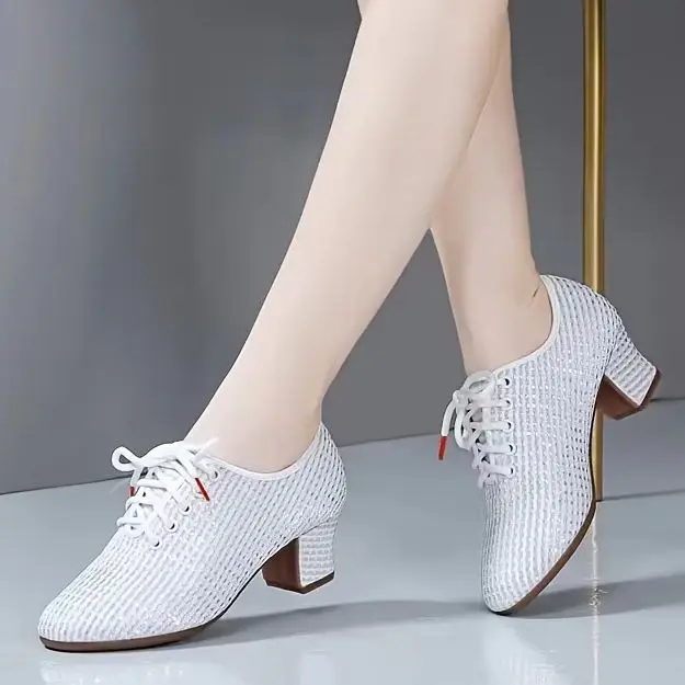 

New Women Waltz Dancing Shoes Glitter Adult Gorgeous Modern Dancing Shoes Professional National Standard Dance Practice Shoes