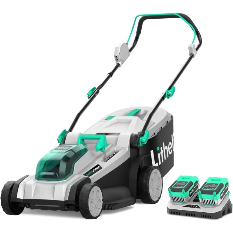 

Аккумуляторная газонокосилка Litheli, 17 дюймов, 2 аккумуляторных газонокосилки, 20 В, 4,0 Ач с бесщеточным двигателем, упаковкой и мульчивом, зарядное устройство в комплекте