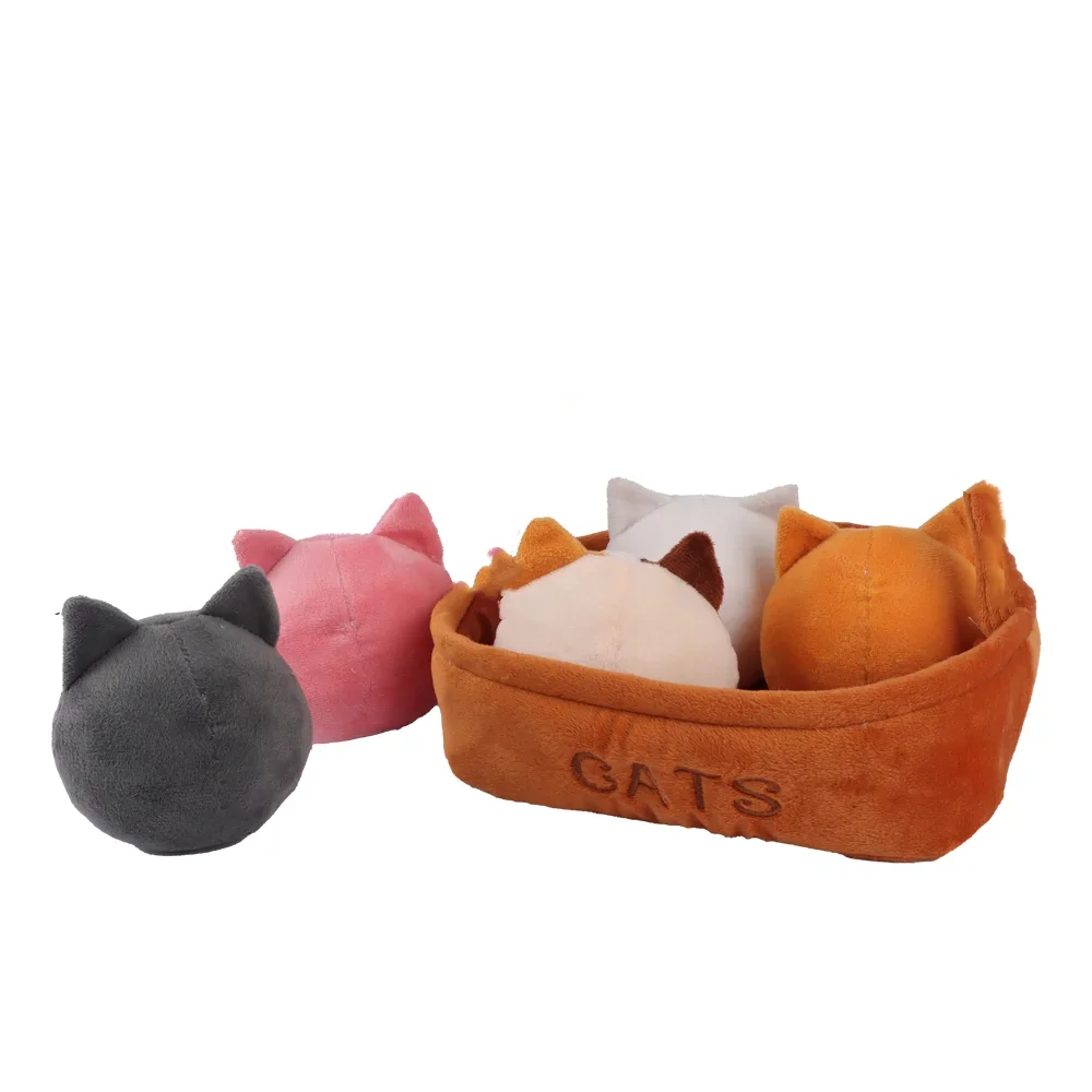 20cm Kawaii Cartoon A Basket of Cats Plushie Plush Toy Stuffed Animal Toys Cats Kids Cute Christmas Birthday Gift Home Decor