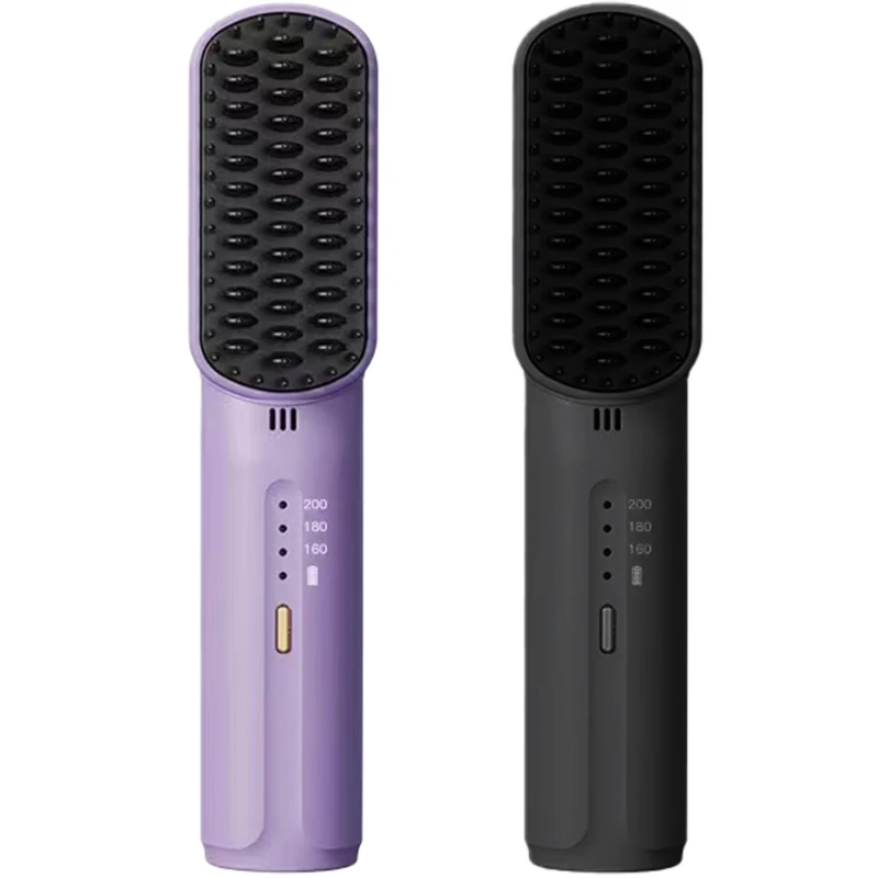 Y1UF Cordless Hair Straightener Brush with Rapid Heating Technology 3 Heat Settings