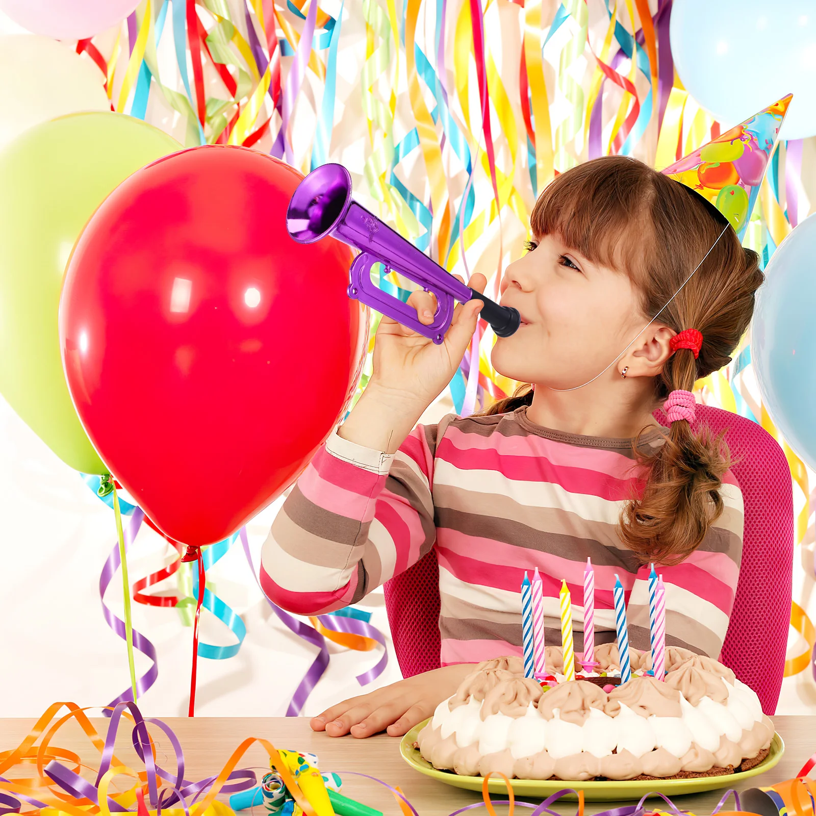 

10 pcs Colorful Trumpets Plastic Horns For Cheering Noise Makers Party Supplies Football Game