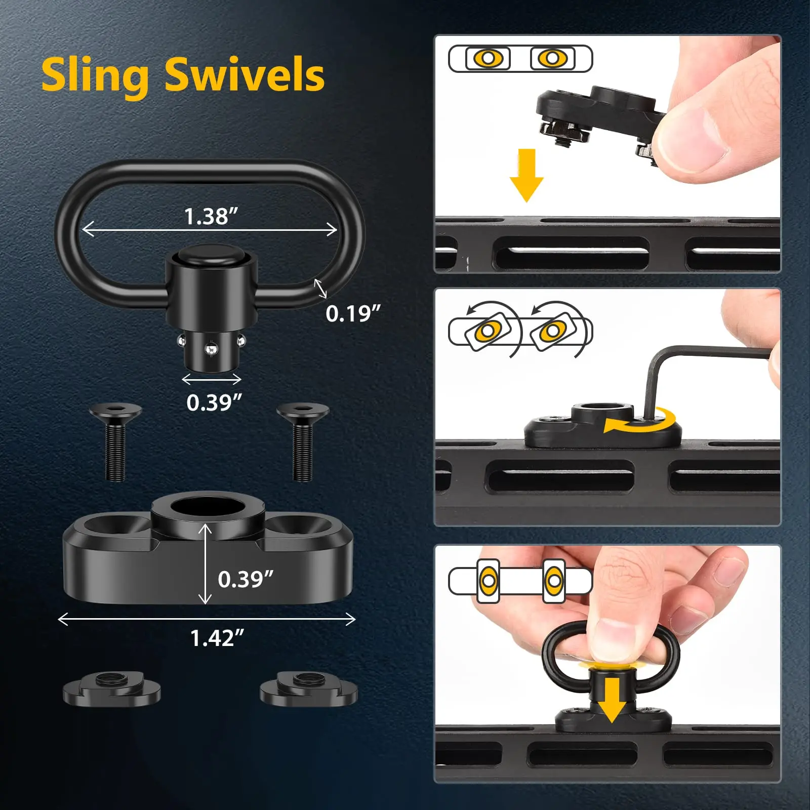Two point sling Comfortable Tactical Shoulder Strap Metal Superior Material Larger Opening Spring Hooks 360 degrees Adjustable l
