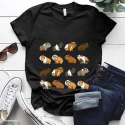 Kawaii Cartoon Guinea Pig Print T Shirt Women Fashion T Shirt Casual Tops 90s Girls Ladies Female Short Sleeve Cute Graphic Tees