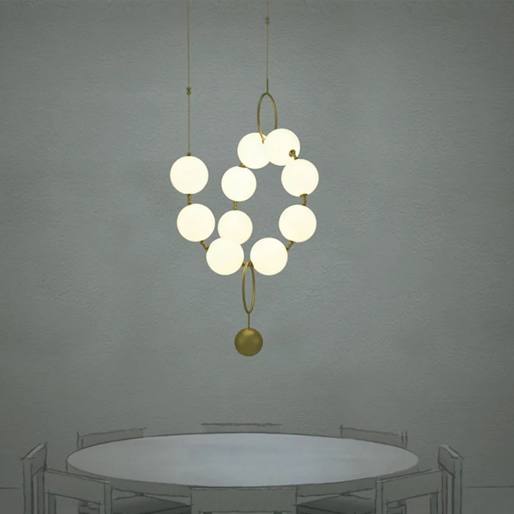 Home decor designers led pendant light acrylic necklace ball hanging lamp kitchen hotel minimalist gold luxury modern chandelier