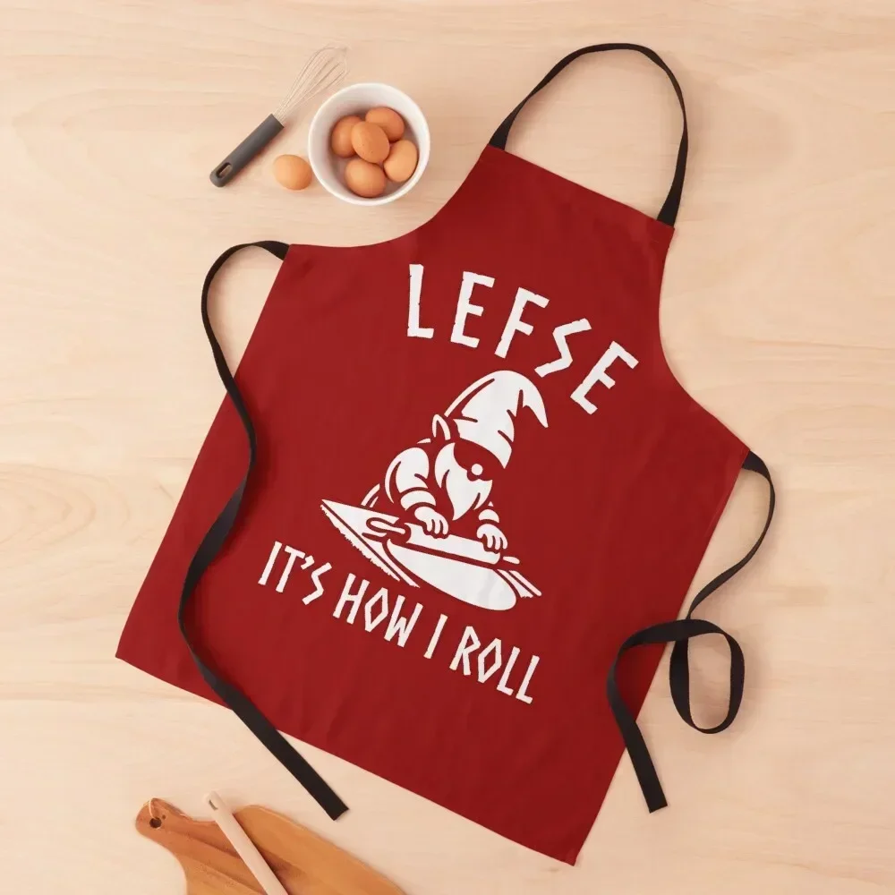 

Funny Gnome Lefse It's How I Roll Lefse Rolling Pin Apron Women's Kitchen For Men Cooking Clothes Apron