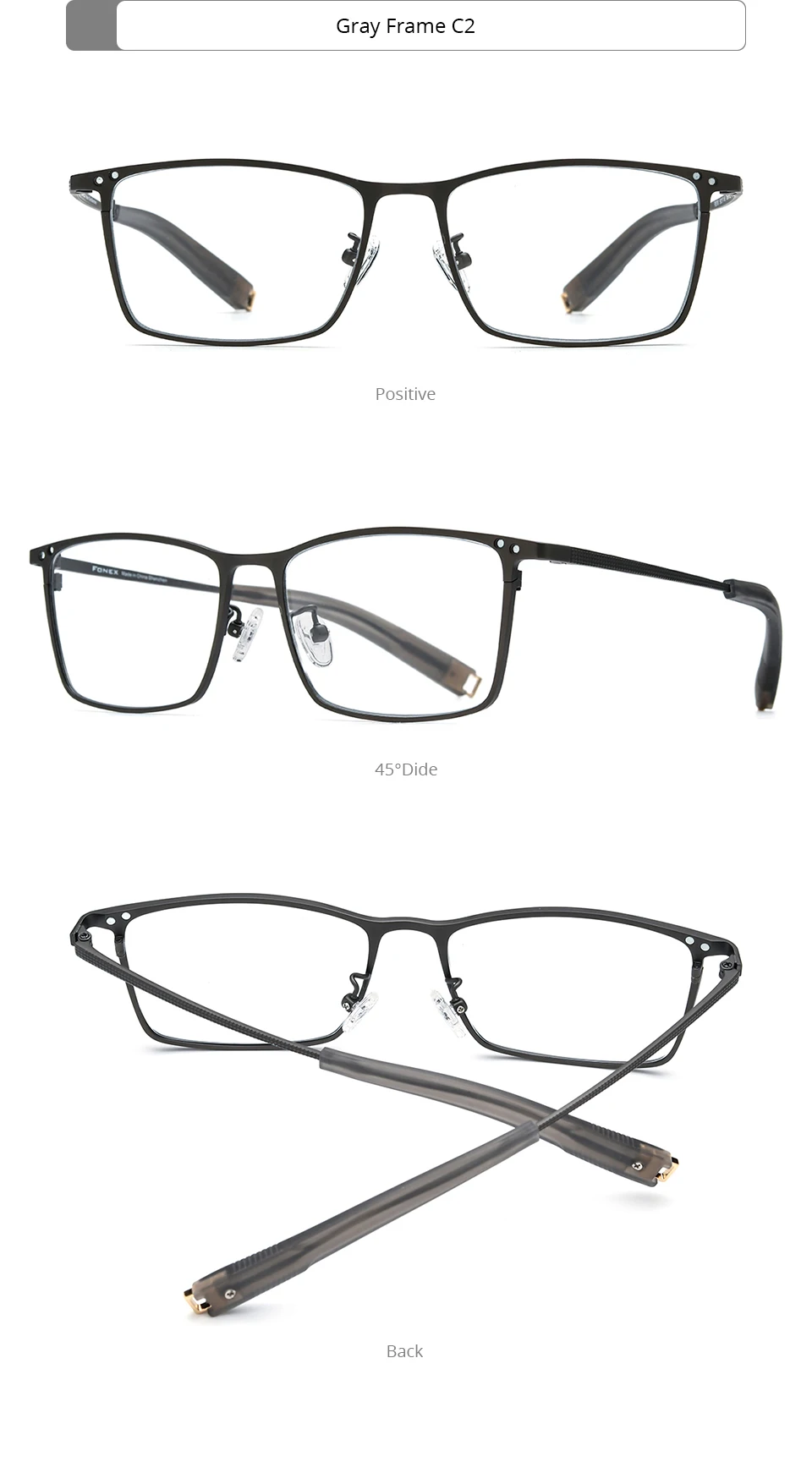 FONEX Titanium Glasses Frame Men Square Magnet Clip Eyeglasses with 3D & Night Vision & Polarized Lens Japanese Eyewear 85760