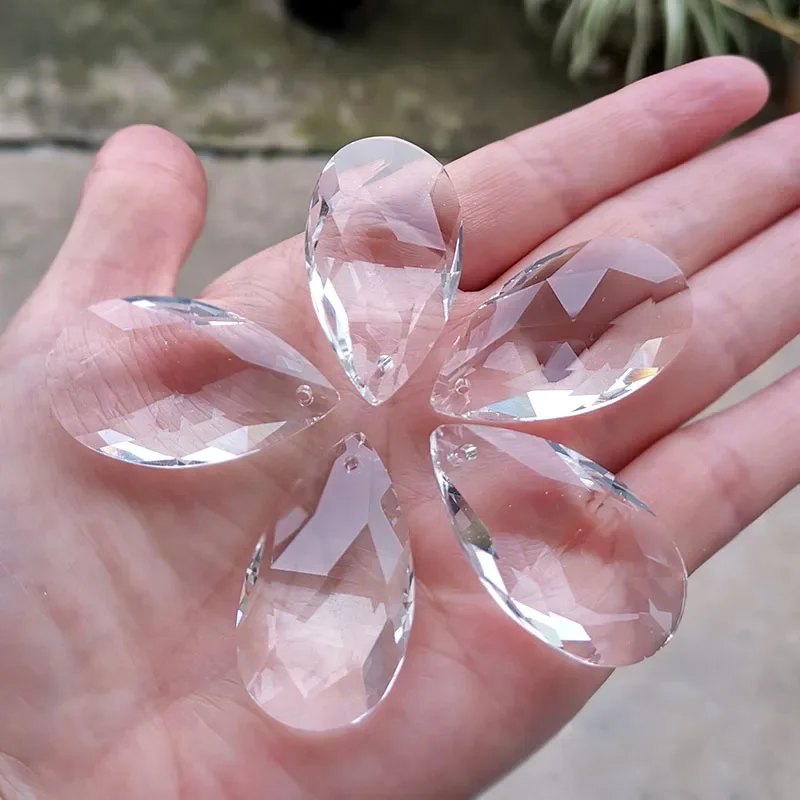 5pcs 38mm Clear Chandelier Prisms Crystal Suncatcher Hanging Pendant Bead Lamp Parts Home Wedding Decor Figurine Sun Catcher