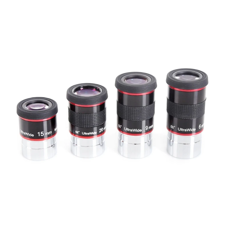 Telescope Eyepiece 1.25In 6mm/9mm/15mm/20mm UltraWideAngle 68° Astronomical Monocular Eyepiece for Planet Observation