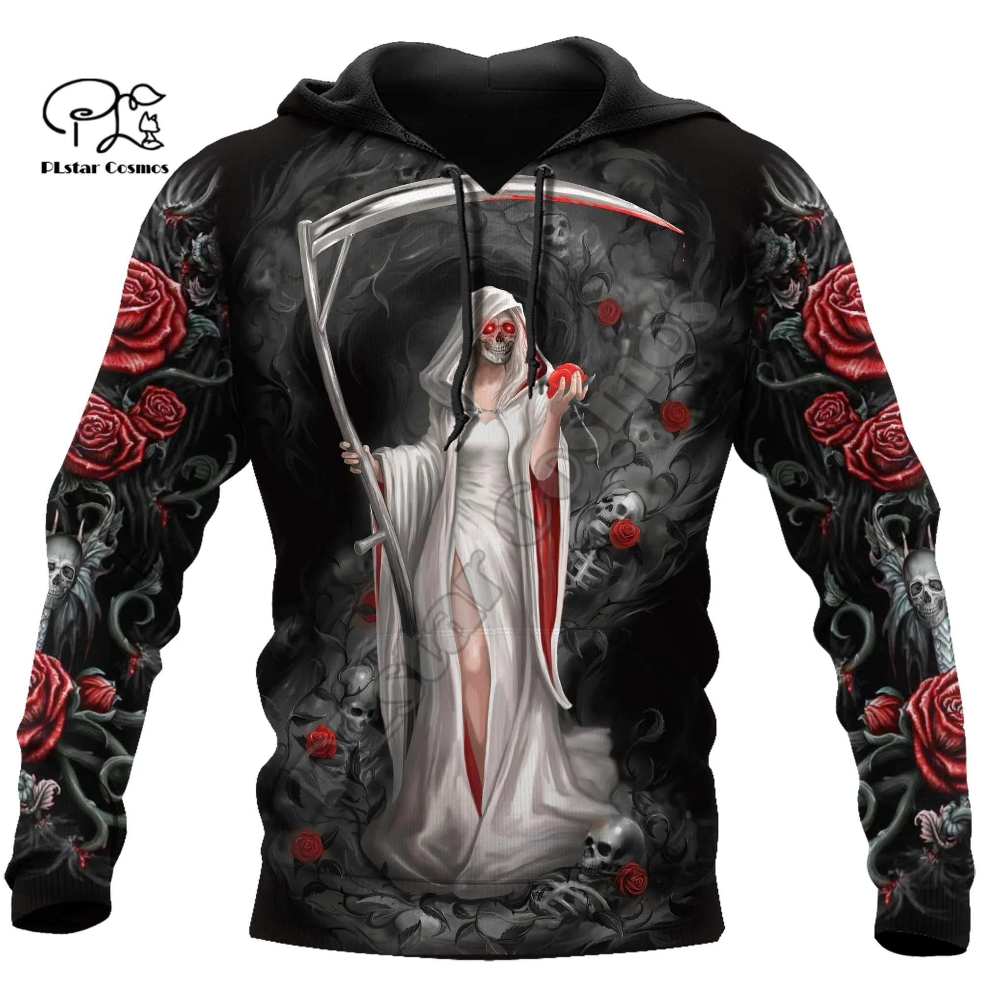 Cosplay Reaper Ghost Gothic Skull Satan Baphomet Devil Retro Long Sleeves Men/Women 3DPrint Harajuku Streetwear Funny Hoodies M8