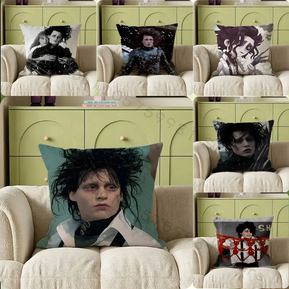 For E-Edward S-Scissorhands Print Throw Pillow Cover Square Cushion Case for Living Room Bedroom Decor