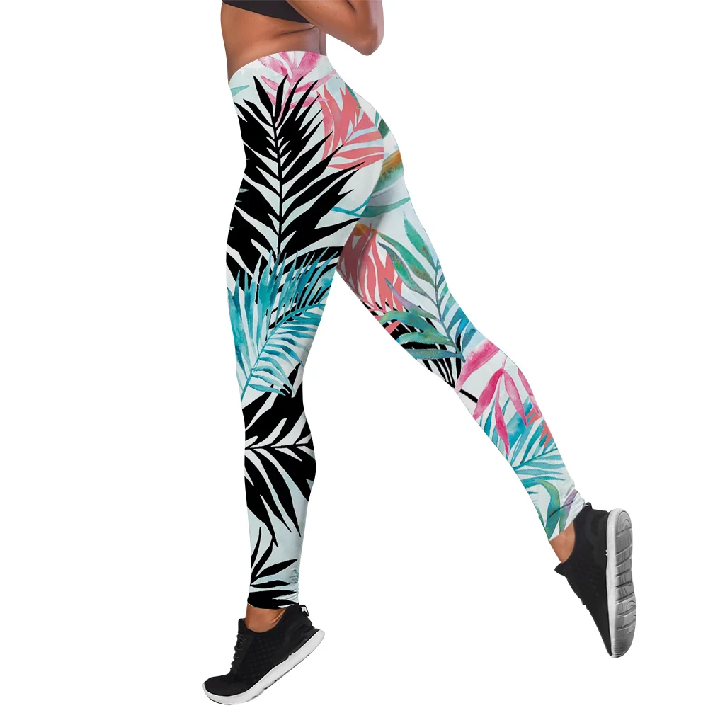 

MSIEESO Fashion Leggings Tropical Plant Leaves 3D Printed Legging Indoor Outdoor Yoga Pants Jogging Fitness Sportswear