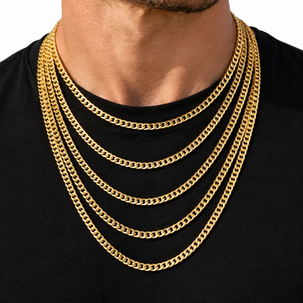 3/4/5/7mm Stainless Steel Cuban Link Chain Hypoallergenic Necklace For Men Women Stainless Steel Jewelry Choker Chain 18/20inch