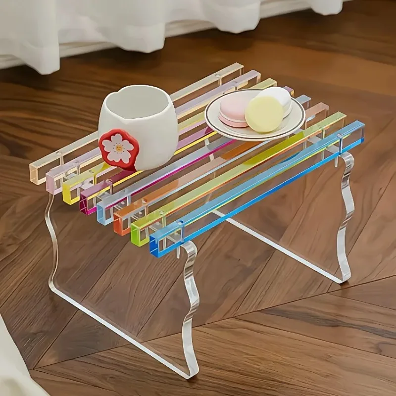 DIY Creative Acrylic Rainbow Bench Nordic Style Home Decors Shoe Changing Stools for Home Entryway Bedroom Balcony Living Room