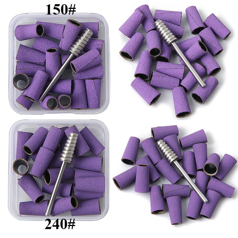 20PCS Tapered Nail Sanding Bands Cone Sanding Caps For Gel Polish Removal Calluses Dead Skin Pedicure Manicure Tools 150/240Grit