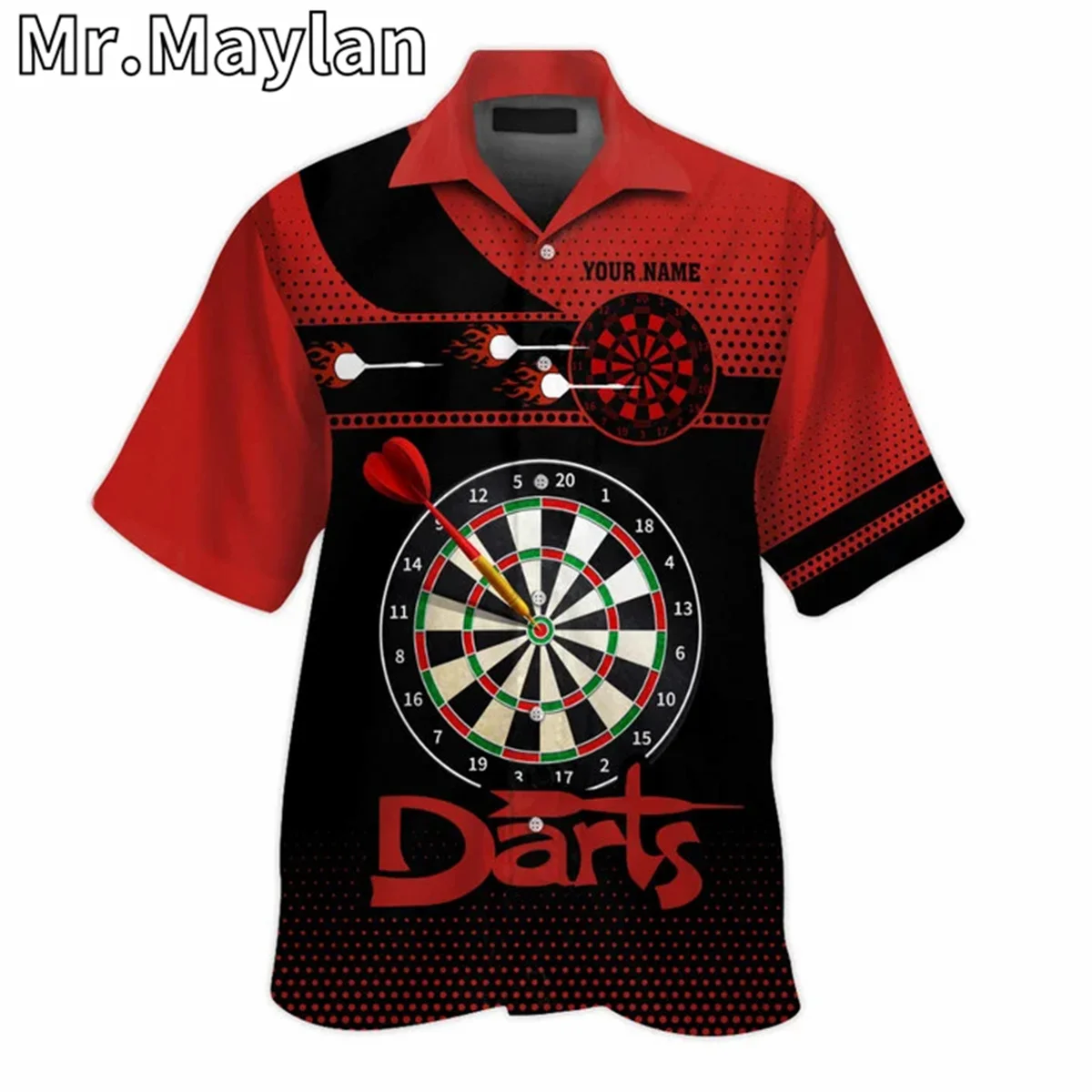 LOVE DARTS 3D Printed Shirt Hawaii Shirt Men Summer Short Sleeve Shirt Men Shirts 2024 Oversized 5XL shirt Chemise Homme Y-033