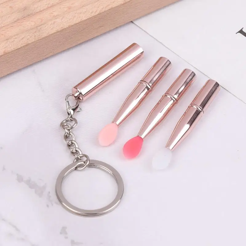 1pcs Multifunctional Silicone Lip Brush Portable With Cover Keychain Dustproof Lipstick Lipstick Brush Eye Shadow Brush