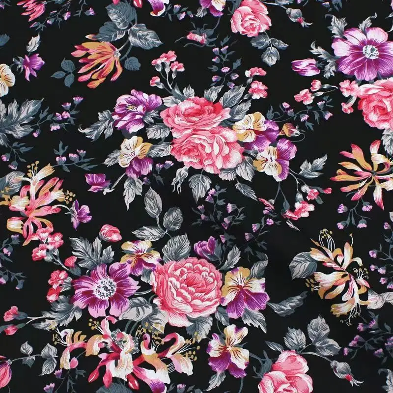 100X148cm Cotton Poplin Fabric Sew On Clothes Shirt Bow Dress Fabric Spring Summer Vintage Rose Flower Patterns