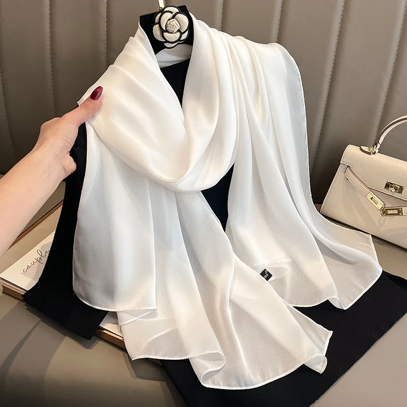 ​​2025 New Women's Solid Color Beach Scarf UPF 50+ Protection Lightweight Chiffon Multi-way Wrap for Summer Travel Swim Cover-up