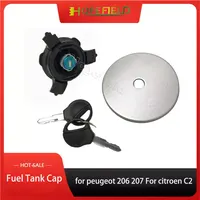 Tapa de tanque de combustible de coche, cerradura de tanque de combustible, llave de cilindro, cubierta de aleta de llenado de aceite de Gas para peugeot 206 207 1998-2006, accesorios para citroen C2