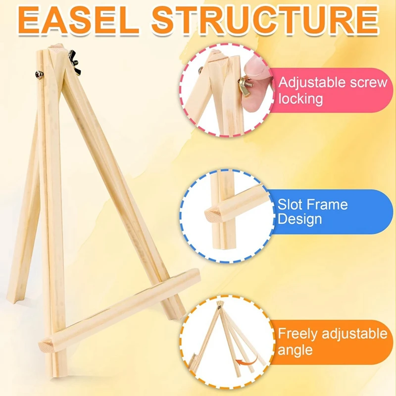 24Pack 9 Inch Wooden Easel For Painting Canvas, Art,Tripod,Painting Party Easel, Kids Student Desktop Easel For Painting Durable