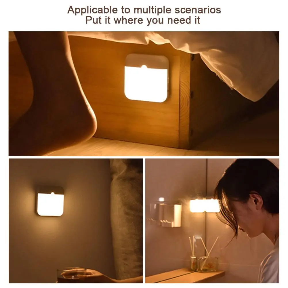 Luci del sensore di movimento della luce notturna a LED lampade della stanza delle scale dell'armadio del corridoio per la lampada da notte a induzione a risparmio energetico dell'armadio della camera da letto