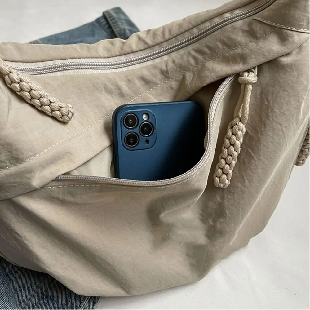 Милая нейлоновая сумка на плечо в корейском стиле, большая вместительная сумка из ткани Оксфорд, сумка через плечо, сумка для пельменей, однотонная студенческая сумка