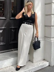 Tossy Patchwork High Waist Slim Long Skirt Female Solid High Street Elegant Fashion Seamless Vintage White Women's Maxi Skirt