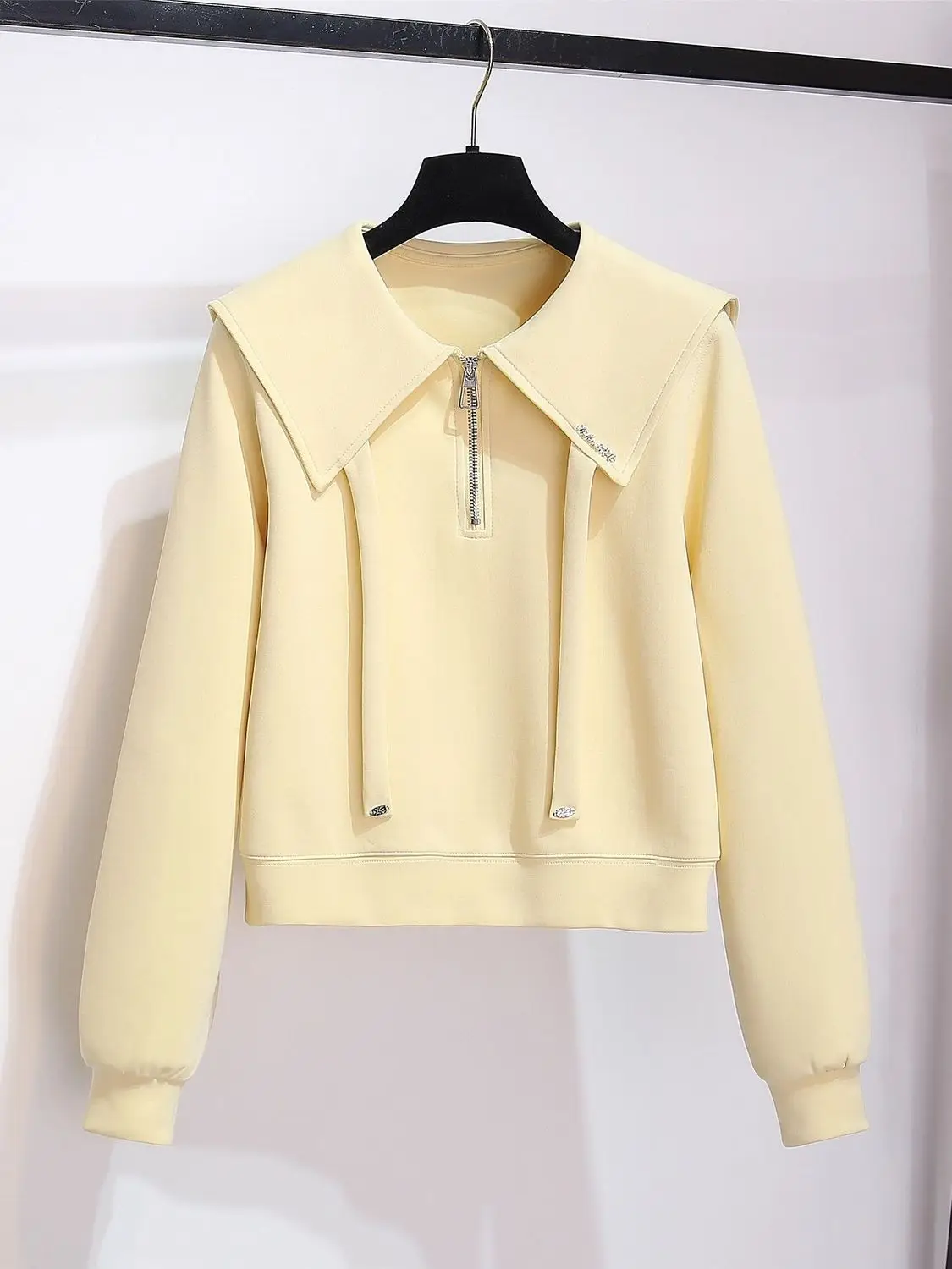 Long Sve Zipper Design Sweatirt Navy Doll Collar Dames vroege herfst nieuwe Sle ort Top Moisture ng Koreaanse versie