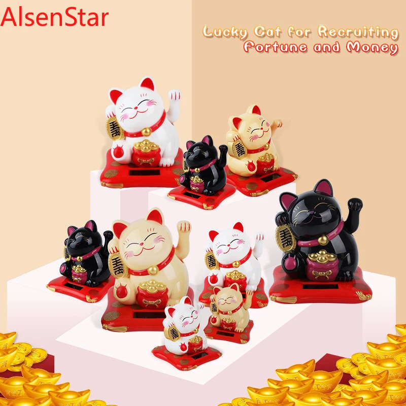 

Chinese Japanese Solar Energy Shaking Hands Lucky Cat Plastic Home Shop Car Cake Baking Decorations Festival New Year Gifts