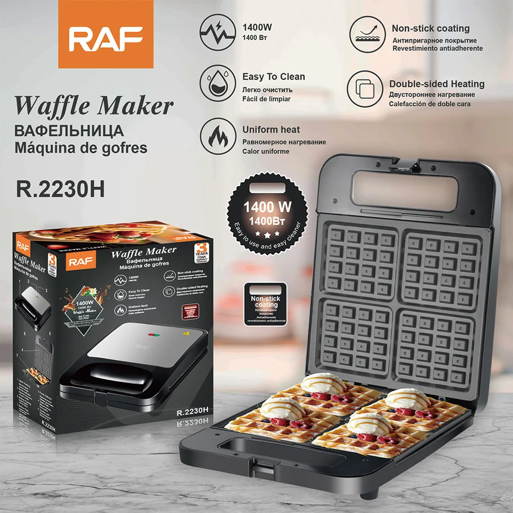 

RAF European cross-border household breakfast machine convenient waffle machine automatic double-sided heating electric cake pan