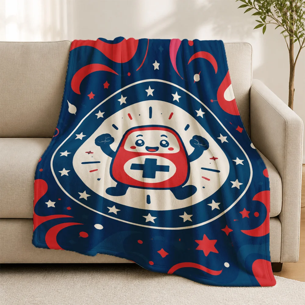 Cute First Aid Cross Heart Throw Blanket for Sofa Couch Decorative Plush Home Decor Gift novelty Blue Red Fabric Cozy Throws