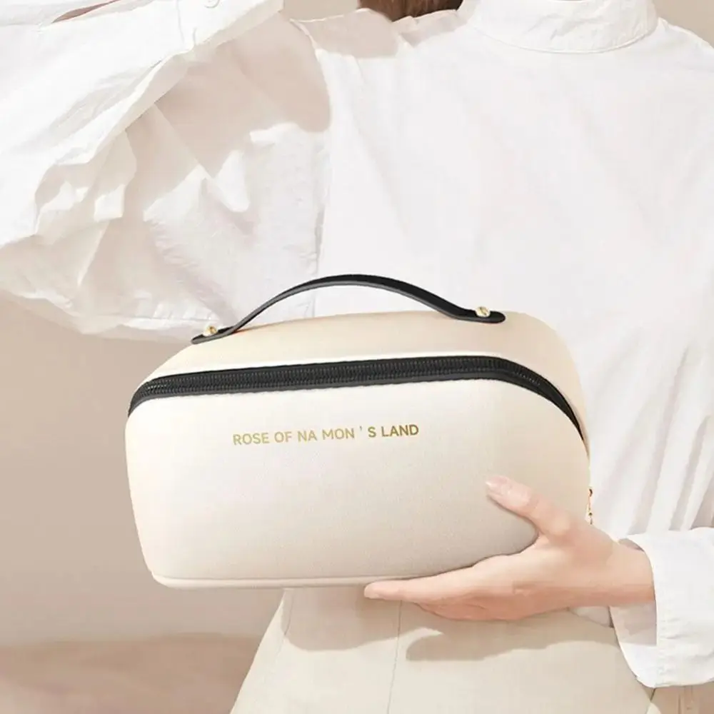 NEW Portable Tote Makeup Bag Large Capacity Pillow Cosmetic Bag PU Multi-compartment Travel Organizer Bag