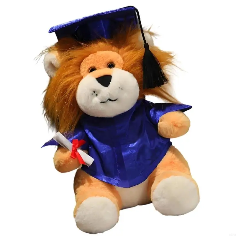 Plush Toy Stuffed Lions Schools Student Graduation Gift Bachelors Hat Souvenir