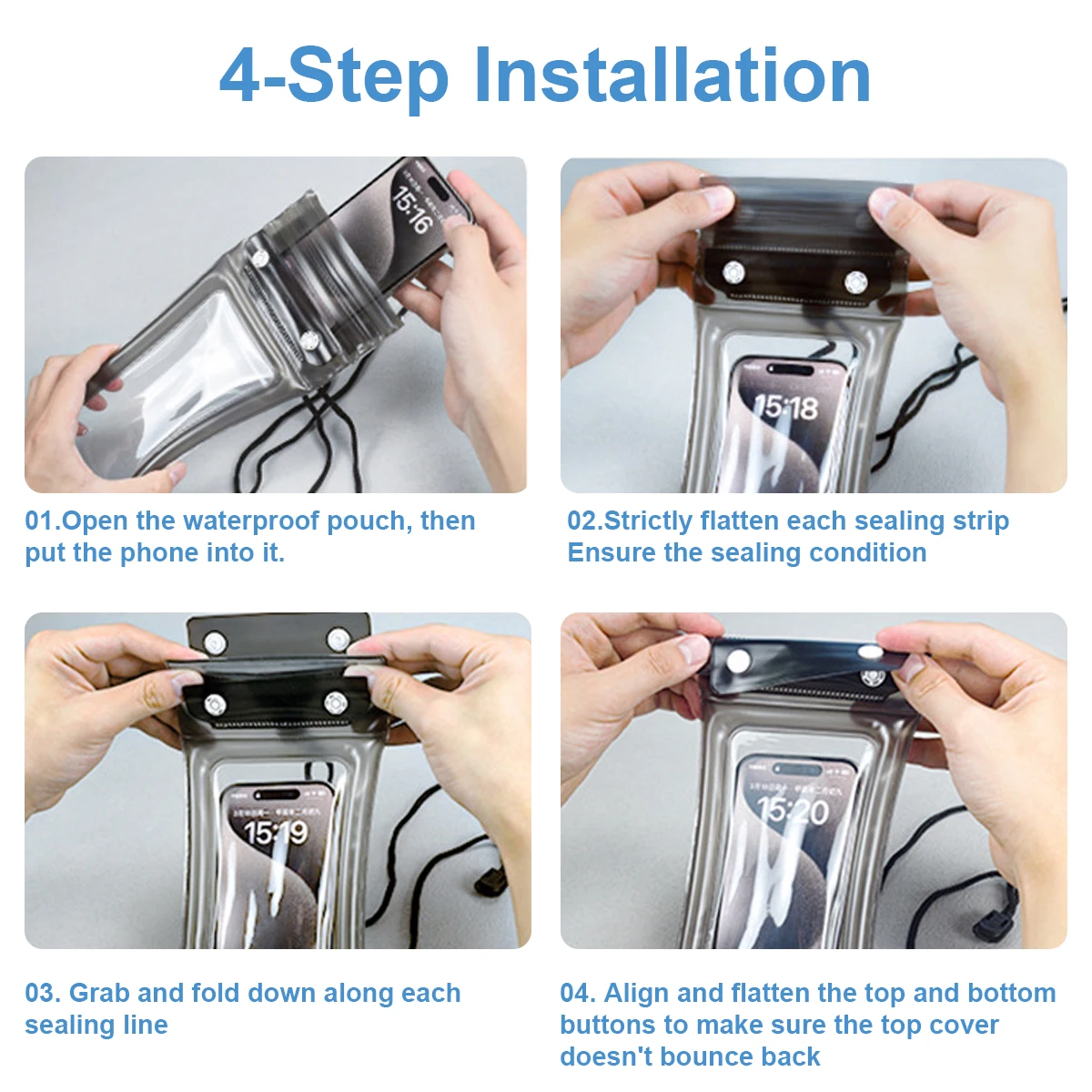 Floating Waterproof Phone Case Full View Swimming Bag Underwater Snow Rainforest Transparent Dry Bag Waterproof Cover with Seal - view 6