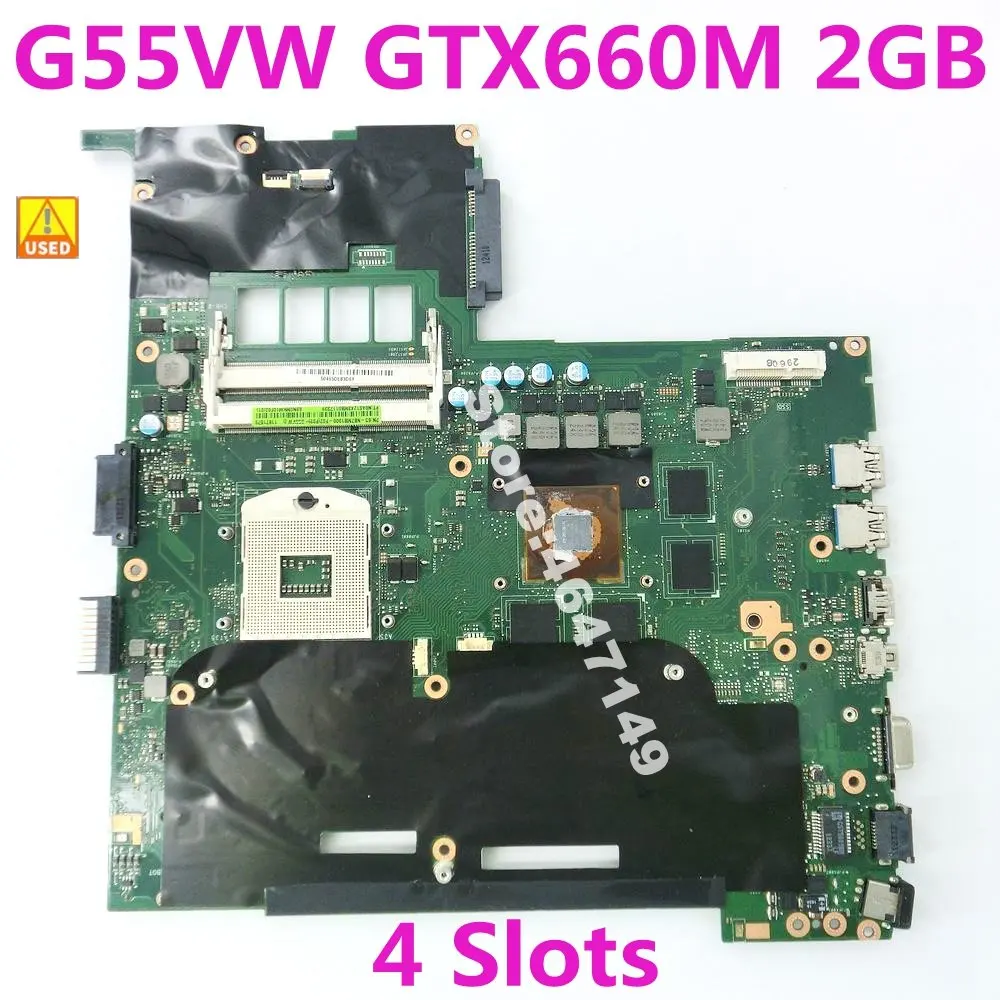 

G55VW GTX660M 2GB 4 RAM Slots Mainboard REV 2.0 For ASUS G55V G55VW Laptop Motherboard HM76 60-NB7MB1000-F02 100% Used