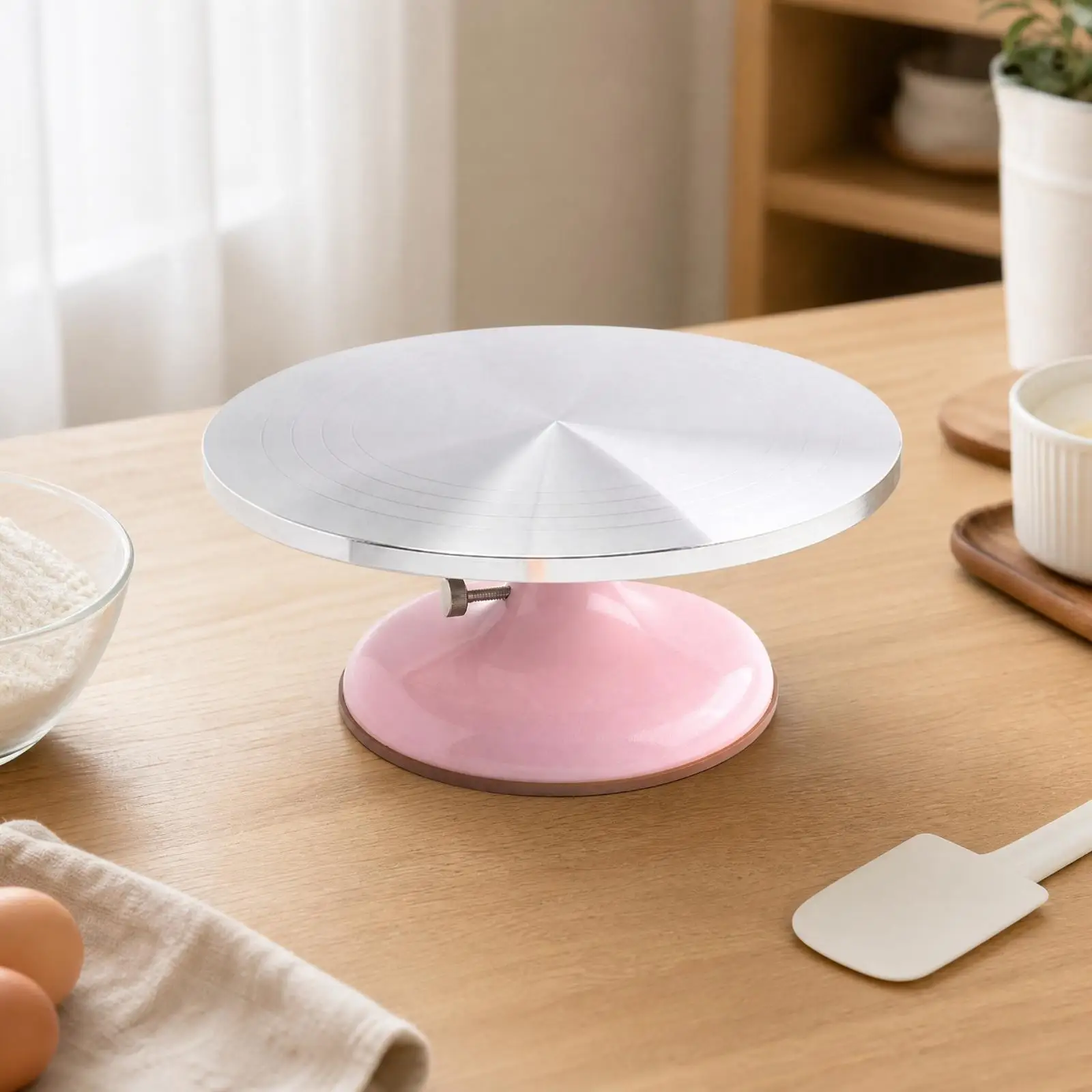 Manual Cake-Decorating Turntable 360° Rotating Cake Turntable with Aluminum Tray 30 Cm for Home Confectioners, Cooking Studios