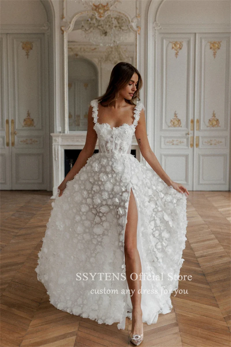 SSYTENS 3D-Applikationen Brautkleider Maßgeschneiderte Brautkleider Vestido De Noiva Bodenlangen Benutzerdefinierte Luxus Zivilbraut Kleid Frauen